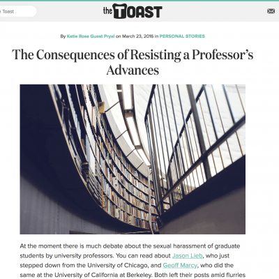 THE TOAST: The Cost of Resisting a Professor's Advances